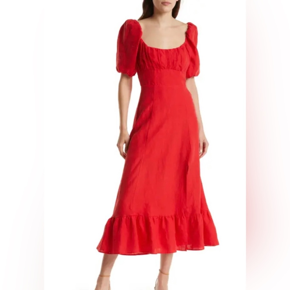 & Other Stories Puff Sleeve Linen Dress